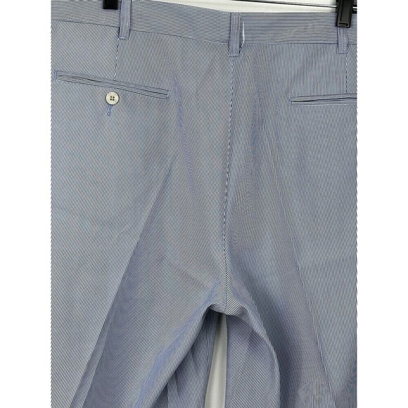 Alan Flusser Mens Golf Shorts 40x10 Inch Non Iron Performance Blue White Stripe - Picture 8 of 11